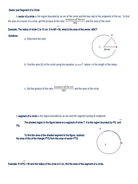 Lecture - Sector and Segment of A Circle | PDF | Circle | Area