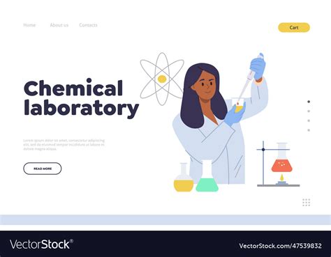 Chemical laboratory landing page design template Vector Image