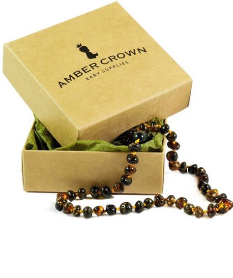 Amber Teething Necklace (Dark Green) – AmberCrown