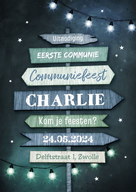 Stoere Uitnodiging Communie Lentefeest Kaartje Go