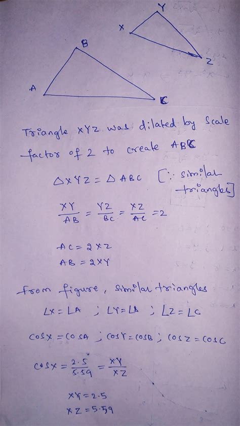 Solved Triangle Xyz Was Dilated By A Scale Factor Of 2 To Create