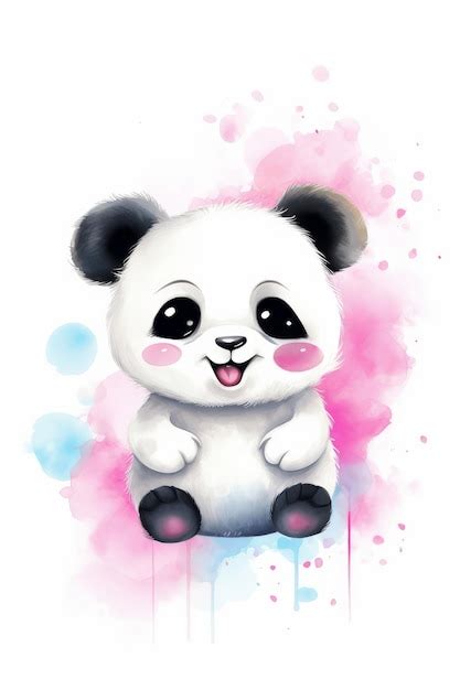 Premium Photo Illustration Of A Happy Baby Panda On White Background