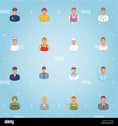 Profession Icons Set Cartoon Style Stock Vector Image And Art Alamy