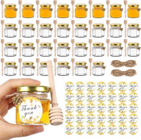 Amazon TOOTO 30pcs Mini Hexagon Glass Jars With Wood Dipper And