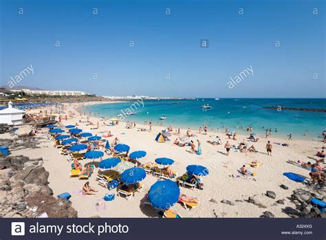 Main Beach Playa Blanca Lanzarote Canary Islands Spain Stock Photo