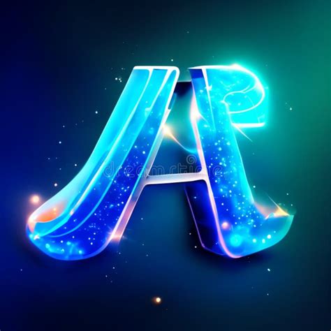 Neon Blue Letter A Glowing Font Vector Illustration Stock