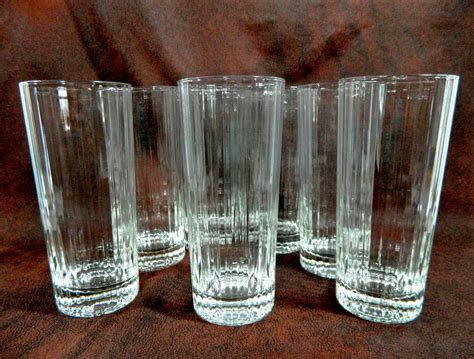 Clear Glass Tumblers Ribbed Tall Drinking Glasses Thick Etsy Clear