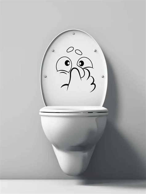 Pc Cartoon Graphic Toilet Lid Decal Cartoon Toilet Bathroom Gadgets