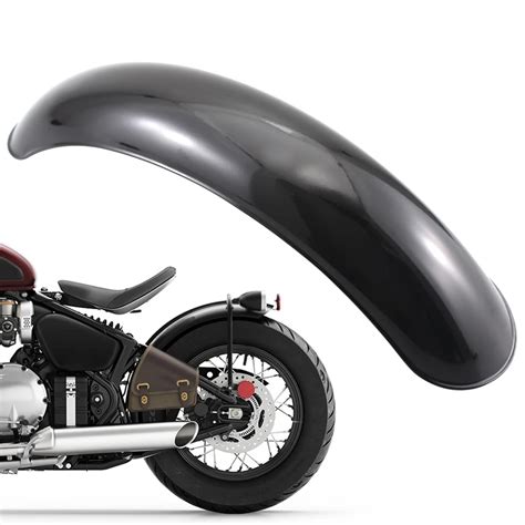 Preto Brilhante Motorcycley Retro Lama De Metal Aleta Traseiro Fender