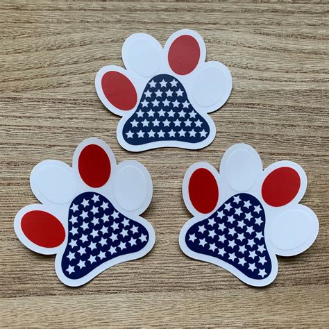 Patriotic Paw Print Sticker 4th Of July Red White And Blue Etsy