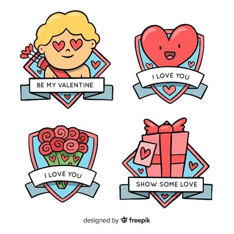 Free Vector Cartoon Valentine Label Collection