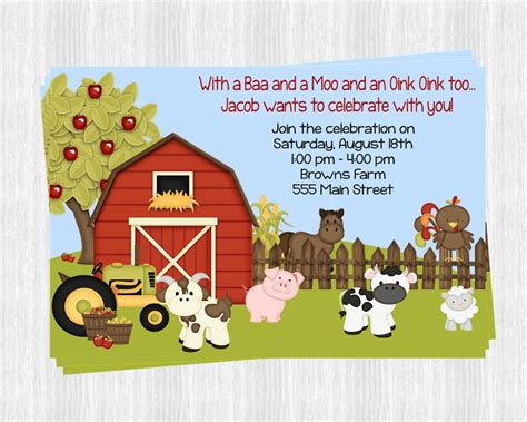 Farm Invitations Printable You Print Digital File Diy 750 Via