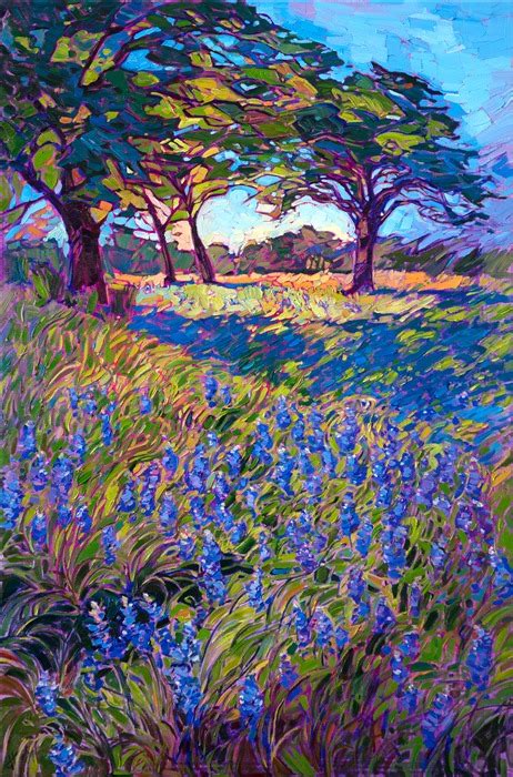 Spring Bluebonnets Contemporary Impressionism Paintings By Erin Hanson