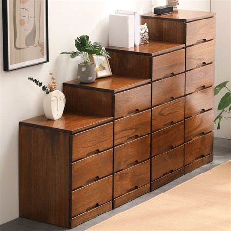 Modern Solid Wood Lingerie Chest With 6 Drawers Narrow Design Natural Finish 16 L X 16 W X 44
