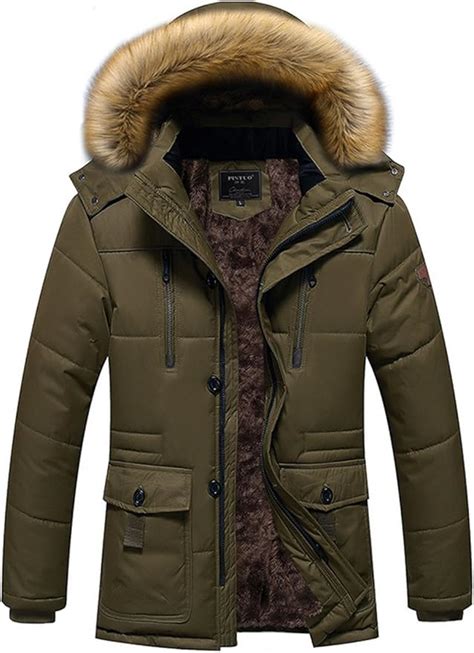 Yyzyy Mens Full Zip Winter Thick Warm Cotton Hooded Coat Parka Military