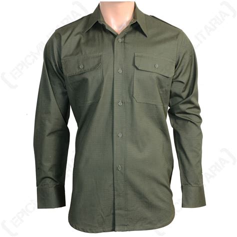 Military Style Army Olive Green 100 Cotton Ripstop Field Shirt Ebay