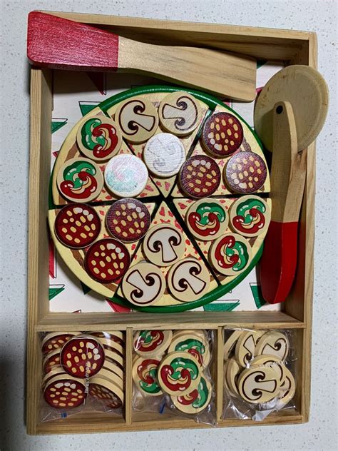 Melissa Doug Pizza Party Wooden Play Food Set Hobbies Toys Toys