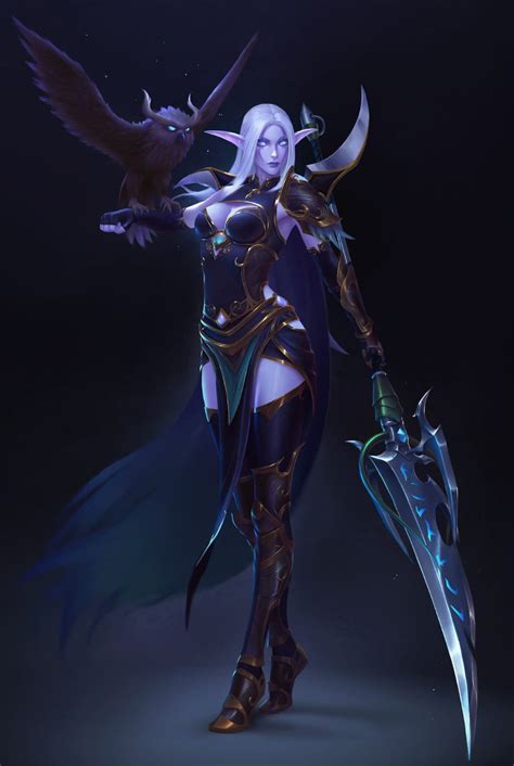 Rarts Night Elf With Sword And Owl World Of Vault Of Wardens Night Elf Fantasy Female