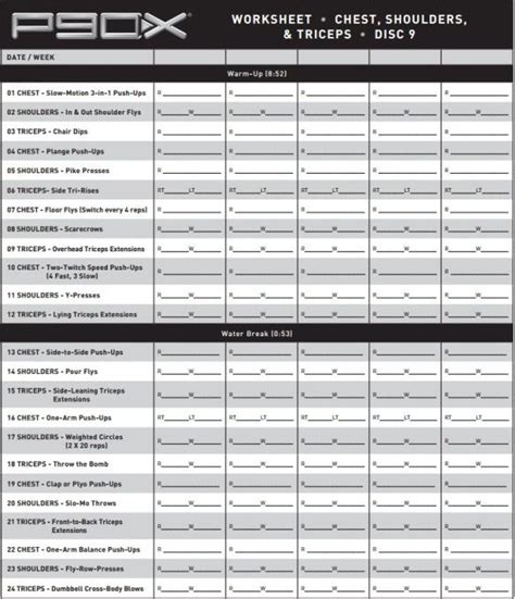 P90X Workout Sheets and Schedule - Worksheets Library