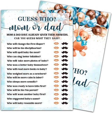 Yuansail Adivina quién Juego de baby shower para mamá o papá