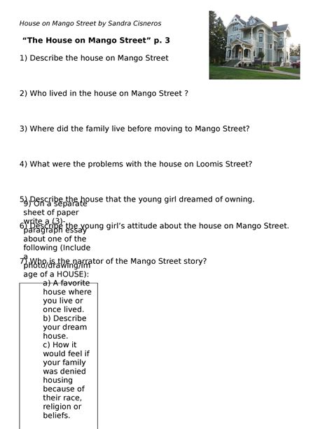 House on Mango Street Workbook - House on Mango Street by Sandra