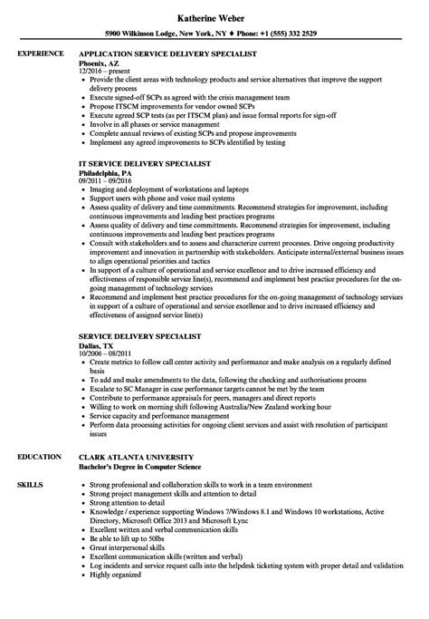 Service Delivery Specialist Resume Samples Velvet Jobs