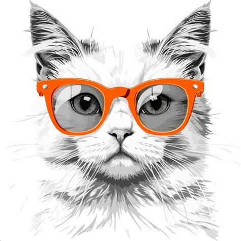 Premium Vector Hipster Cat Illustration