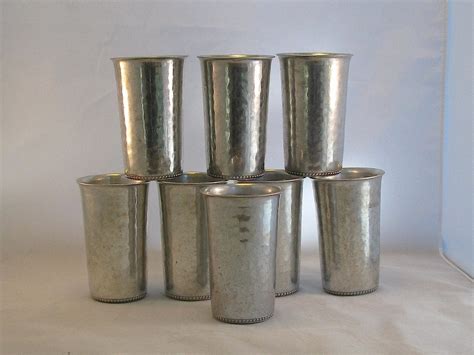 Vintage Hammered Metal Drinking Glasses Set By Passedby On Etsy