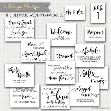 Printable Wedding Set, Wedding Signs Set, Wedding Signs Printable Set ...