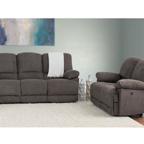 Corliving Lea 2 Piece Grey Chenille Fabric Power Recliner Sofa And Chair Set With Usb Port Lzy