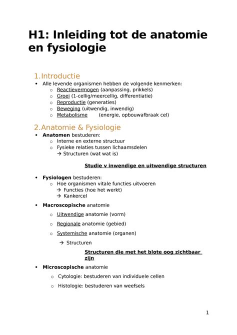 Ana H12 Hart Samenvatting Anatomie Fysiologie H 1 Inleiding Tot