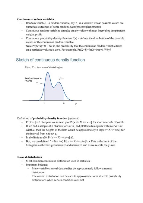 Chapter 6 Stat Continuous Random Variable Notes Continuous Random Variables Random Variable