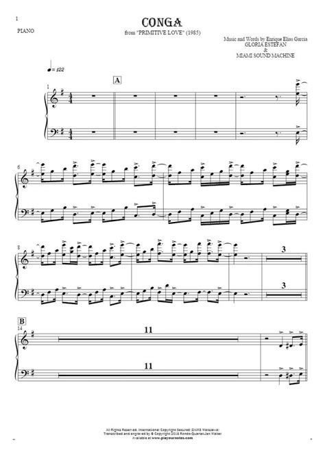 Conga Notes For Piano Playyournotes Sheet Music Piano Congas