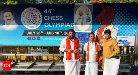 Chess Olympiad Bjp Men Stick Pm Modis Photos On Tn Govts Billboards