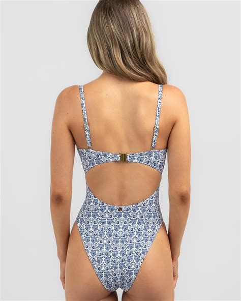 Shop Kaiami Zahra One Piece Swimsuit In White Blue Fast Shipping