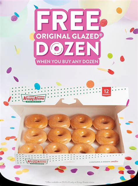 Deal Krispy Kreme Free Original Glazed Dozen With Any Dozen Purchase In Store On 16 May 2024