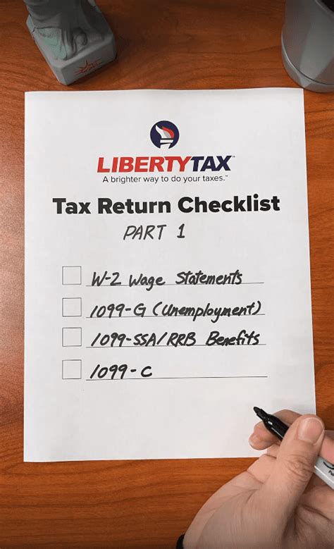 Tax Preparation Checklist Filing Tax Return Liberty Tax Service