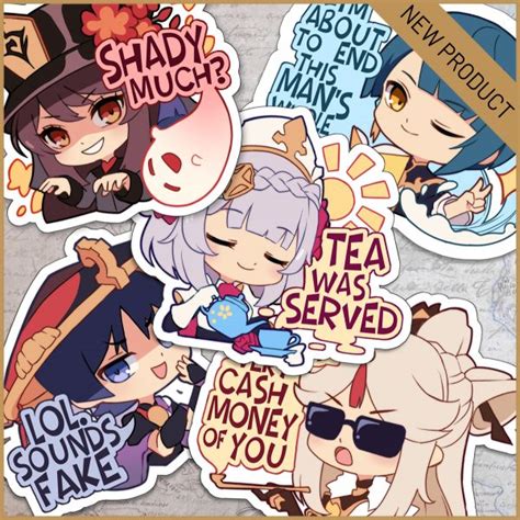 Genshin Impact Stickers Venti Sucrose Mona Keqing Qiqi