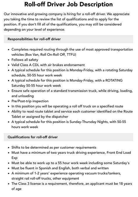 Roll-off Driver Job Description | Velvet Jobs