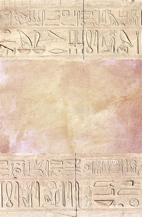 Vertical Background With Ancient Egyptian Hieroglyphs On Stone Wall