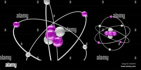 3d Model Of Atoms With Nucleus Electrons Protons And Neutrons