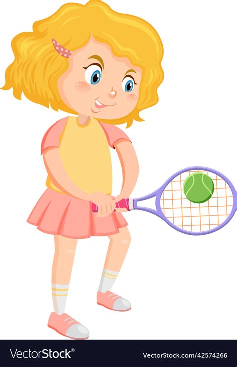 Cute Girl Tennis Player Cartoon Royalty Free Vector Image