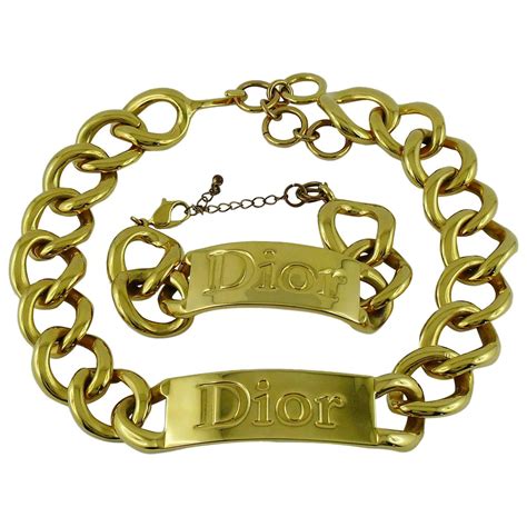 Christian Dior Rare Chunky Gold Plated Necklace And Bracelet Set For Sale At 1stdibs