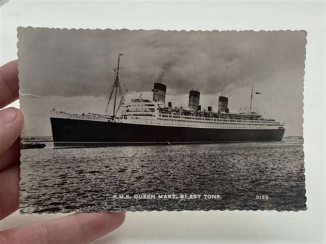 Vintage 1950s Rms Queen Mary 61237 Tons Photographic Postcard