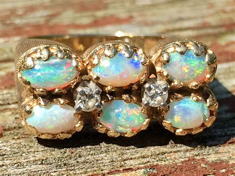 Art Deco Opal Ring Vintage Opal Ring 1 0 Carat Total Weight Of Fine