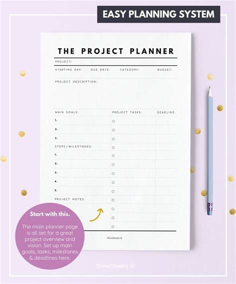 Free Project Planner Printables S Oldvictheatre