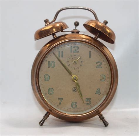 Rare Vintage 1950s Copper Mechanical Alarm Table Clock Etsy