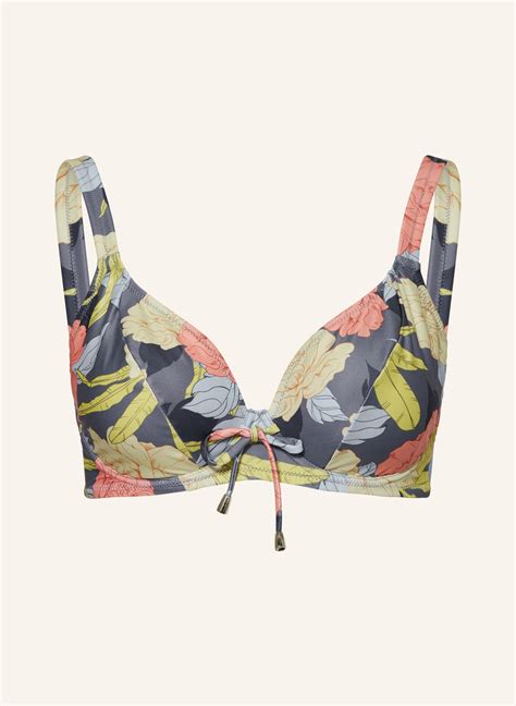 Lidea B Gel Bikini Top Flower Nostalgia In Grau Gelb Orange