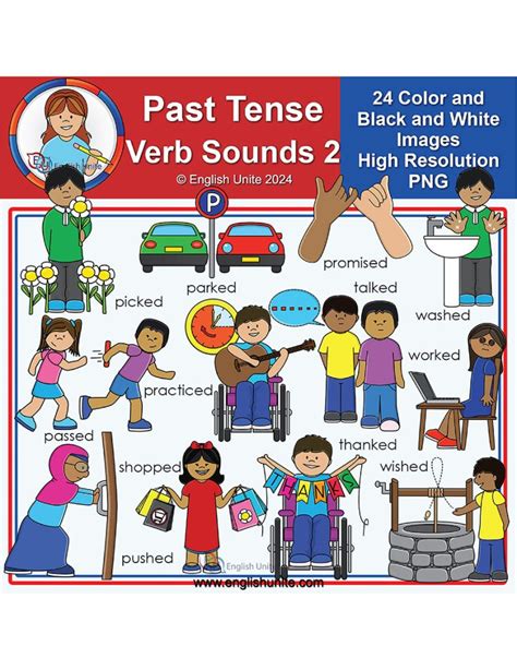 English Unite Clip Art Past Tense Verb Sounds Pack T