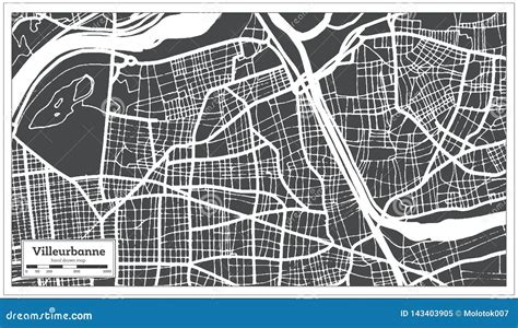 Villeurbanne France City Map In Retro Style Outline Map Stock Vector